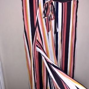 Xhilaration Pants - Striped Crop Linen Pants with Slit Details Xhilaration Pants - Striped Crop Linen Pants with Slit Details